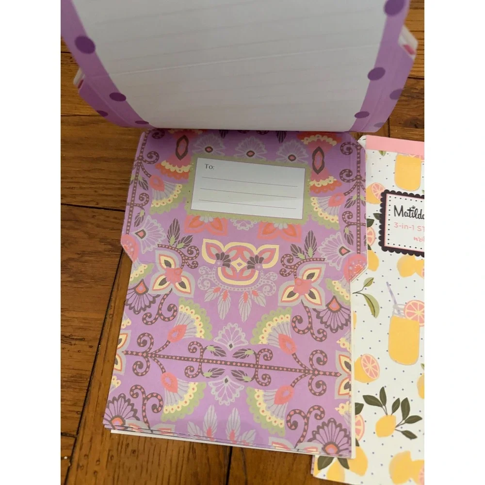 Matilda Jane Clothing 3 in 1 Stationery Pack Lemon Citrus Print Foldable‎ Notes